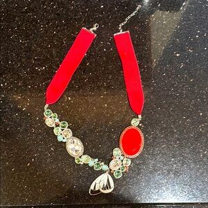 Swarovski Elegant Red and Green Statement Necklace